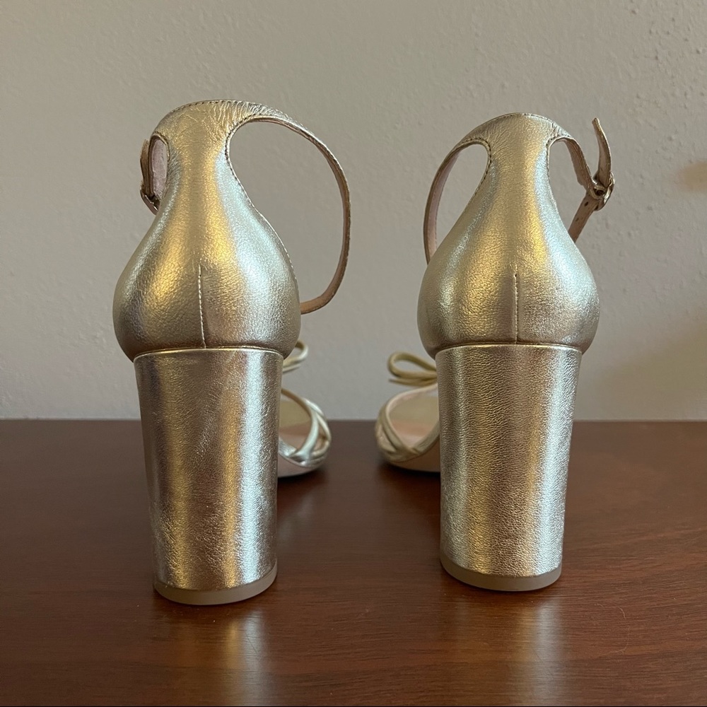 Kate Spade Women’s Flamenco Leather Gold Ankle Strap Heels US Size 11 - Picture 4 of 7
